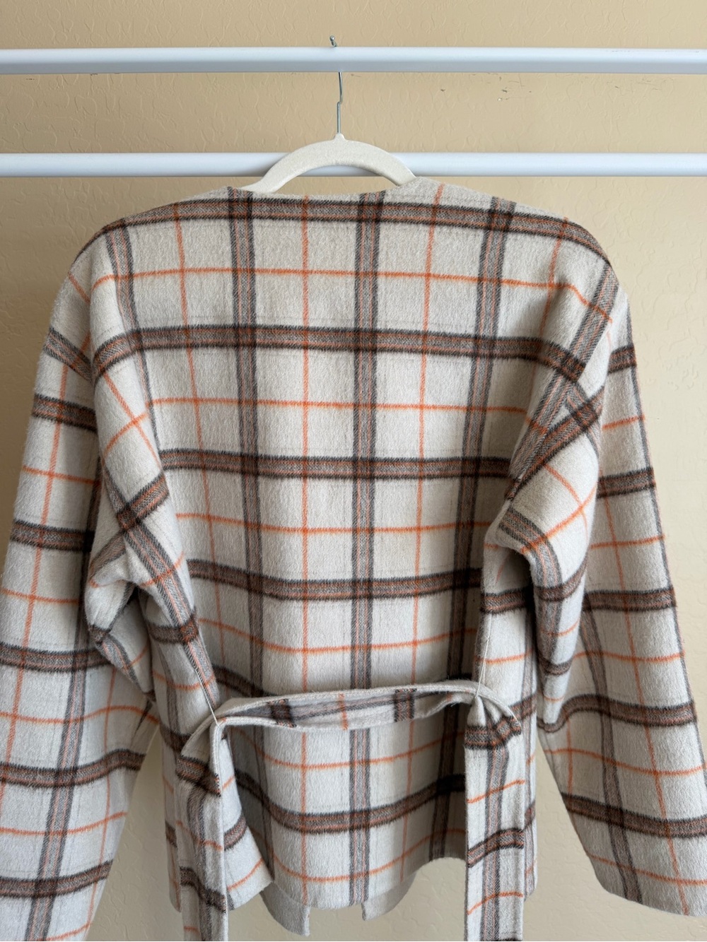 Michael Stars Wool Plaid Wrap Coat in Autumn Colors - Picture 13 of 13